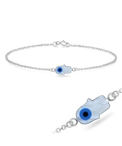 Evil Eye Hamsa Shape Silver Bracelet BRS-205